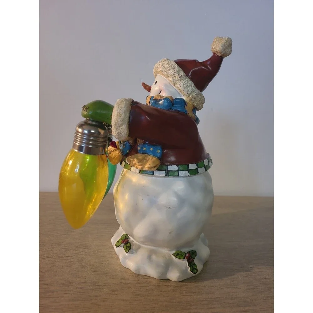 Snowman Salt and Pepper Holder Shakers Christmas Bulbs Magnetic